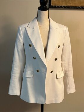 Double-Breasted White Women's Blazer Jacket from banana republic, small